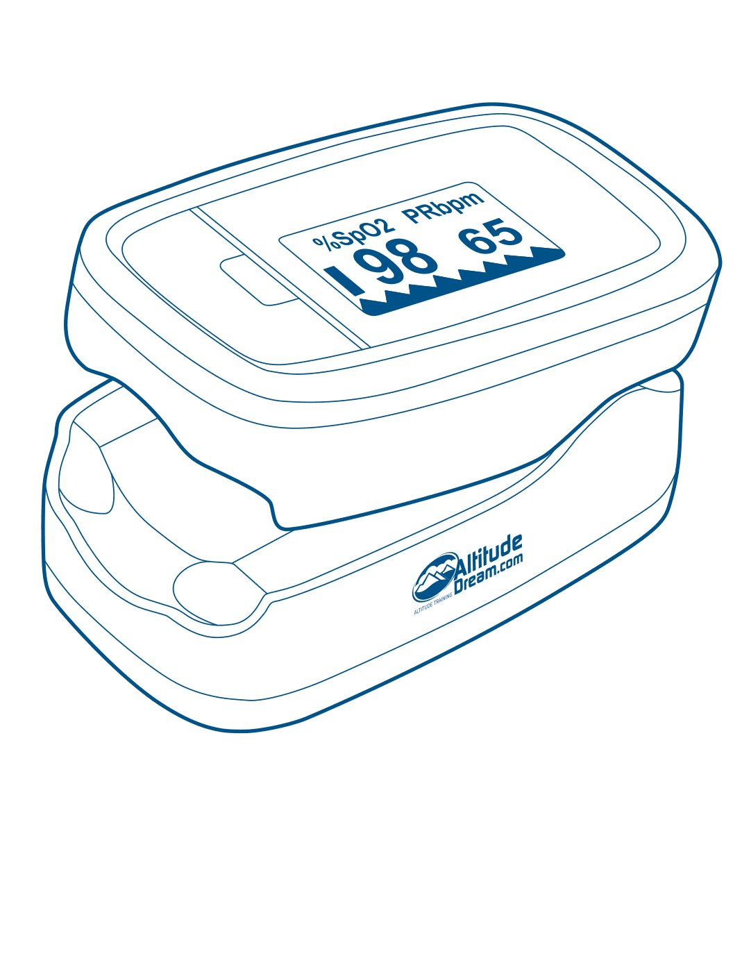 Lijntekening van een vingertop-saturatiemeter